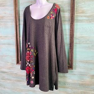 Johnny Was embroidered cotton tunic XL